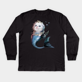 Cute Cat Mermaid Kids Long Sleeve T-Shirt